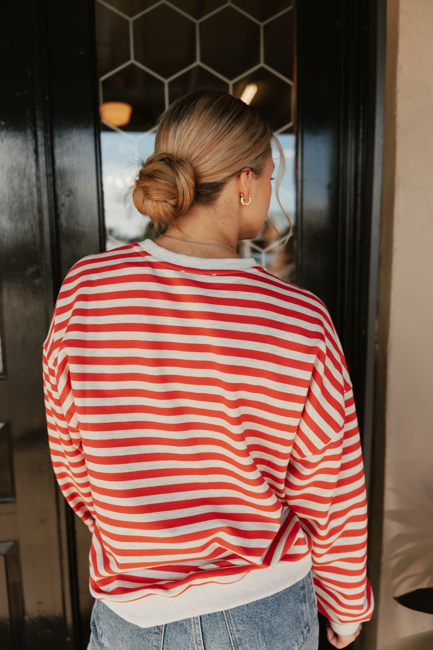 Red/Grey Striped Pullover T4247