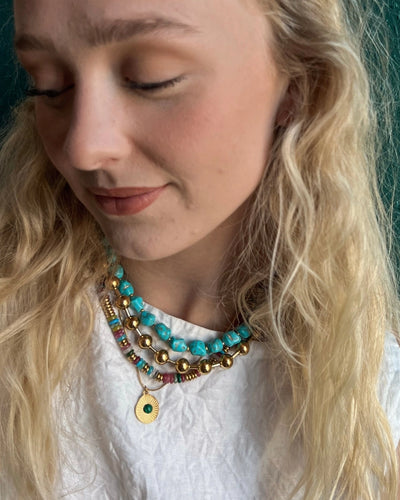 Joan Gold/Multi Beaded Stone Necklace