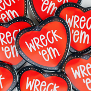 Wreck 'Em Heart Shaped Game Day Button 1057