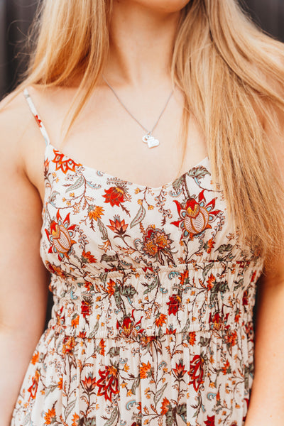Floral Print Midi Dress Natural BWD0R05923