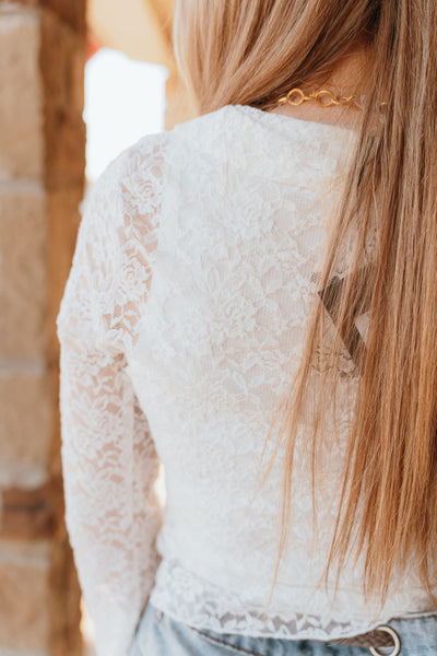White Button Down Lace Top ST2813