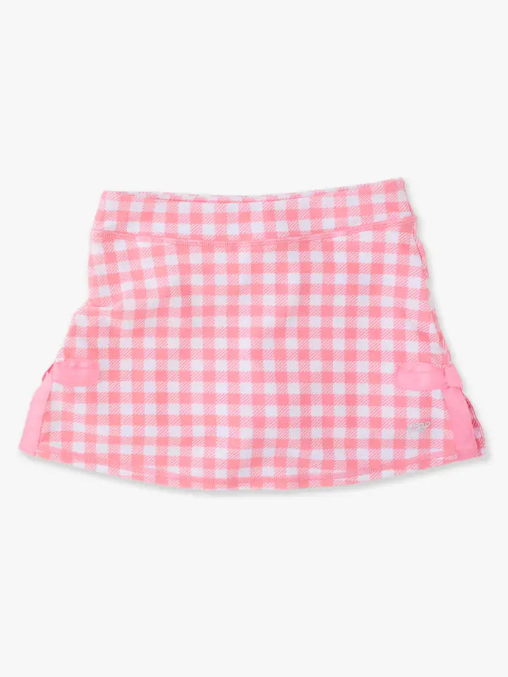 Girls Bubblegum Gingham Active Bow Skort
