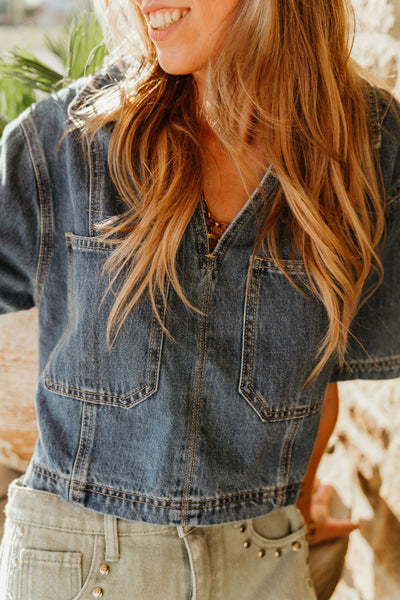 Blue Denim Short Sleeve Shirt T4835ST