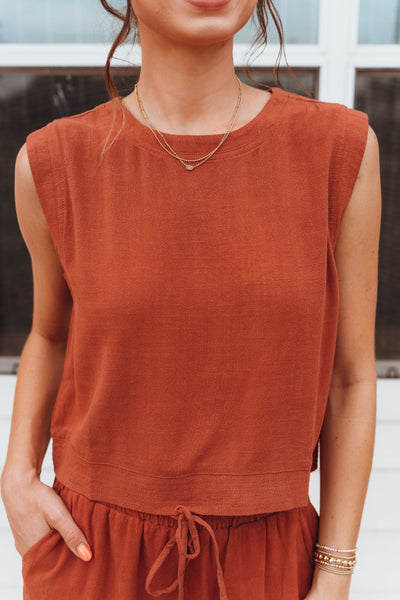Brick Sleeveless Top and Short Set WL24-9965