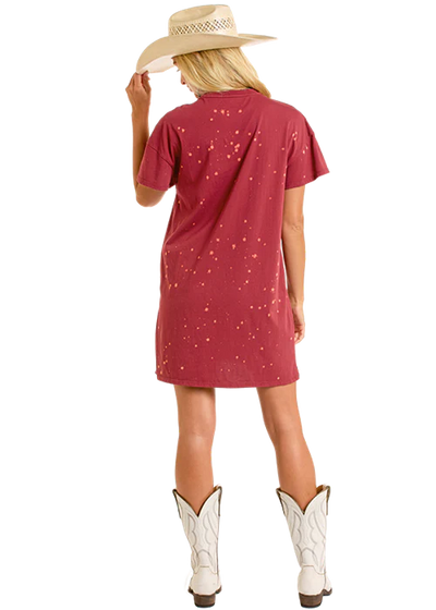 Rock & Roll Women's Rodeo Graphic T-Shirt Dress Wine BWD1R06452