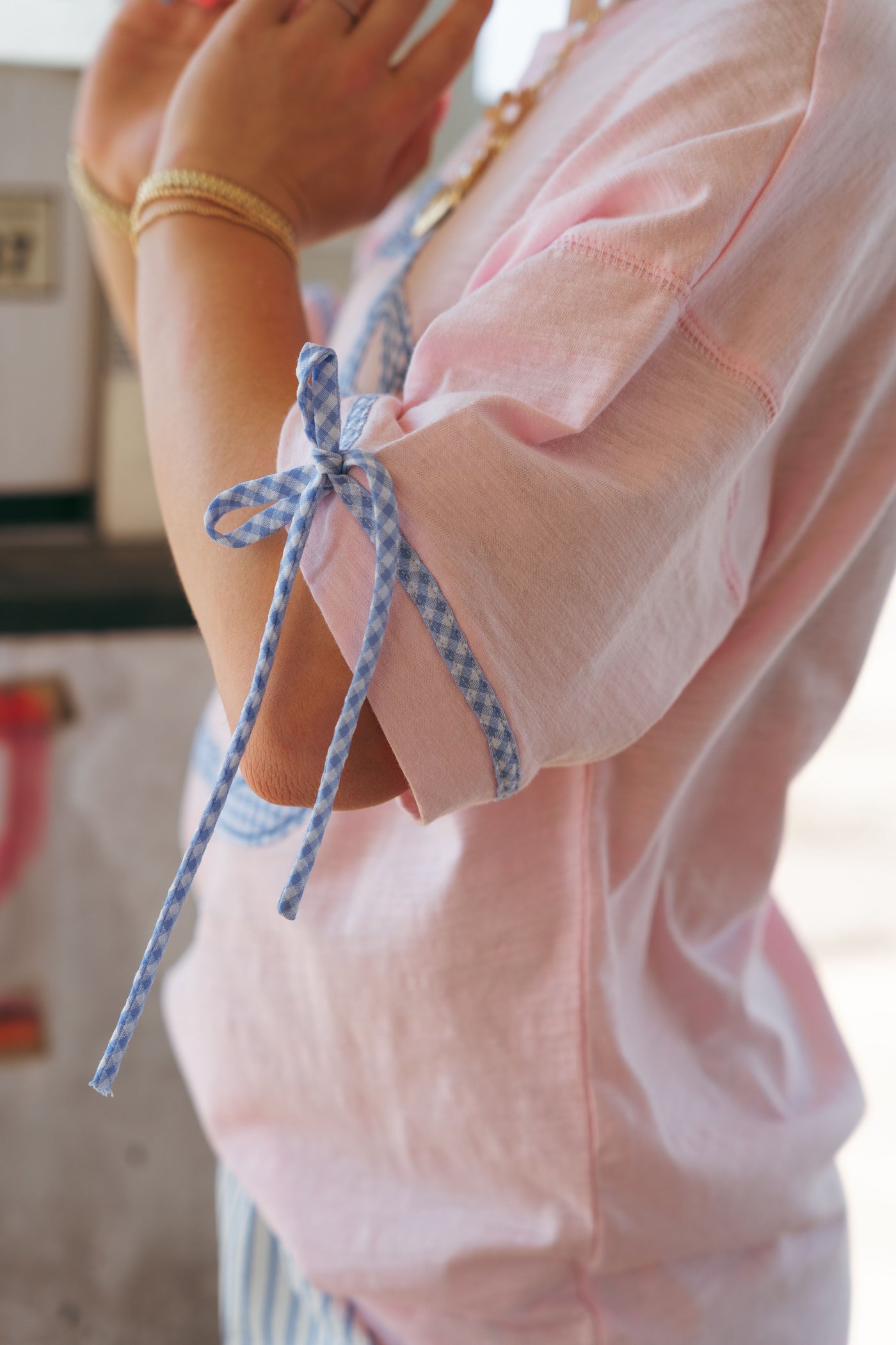 Light Pink America Tee with Bows IKT39930-01