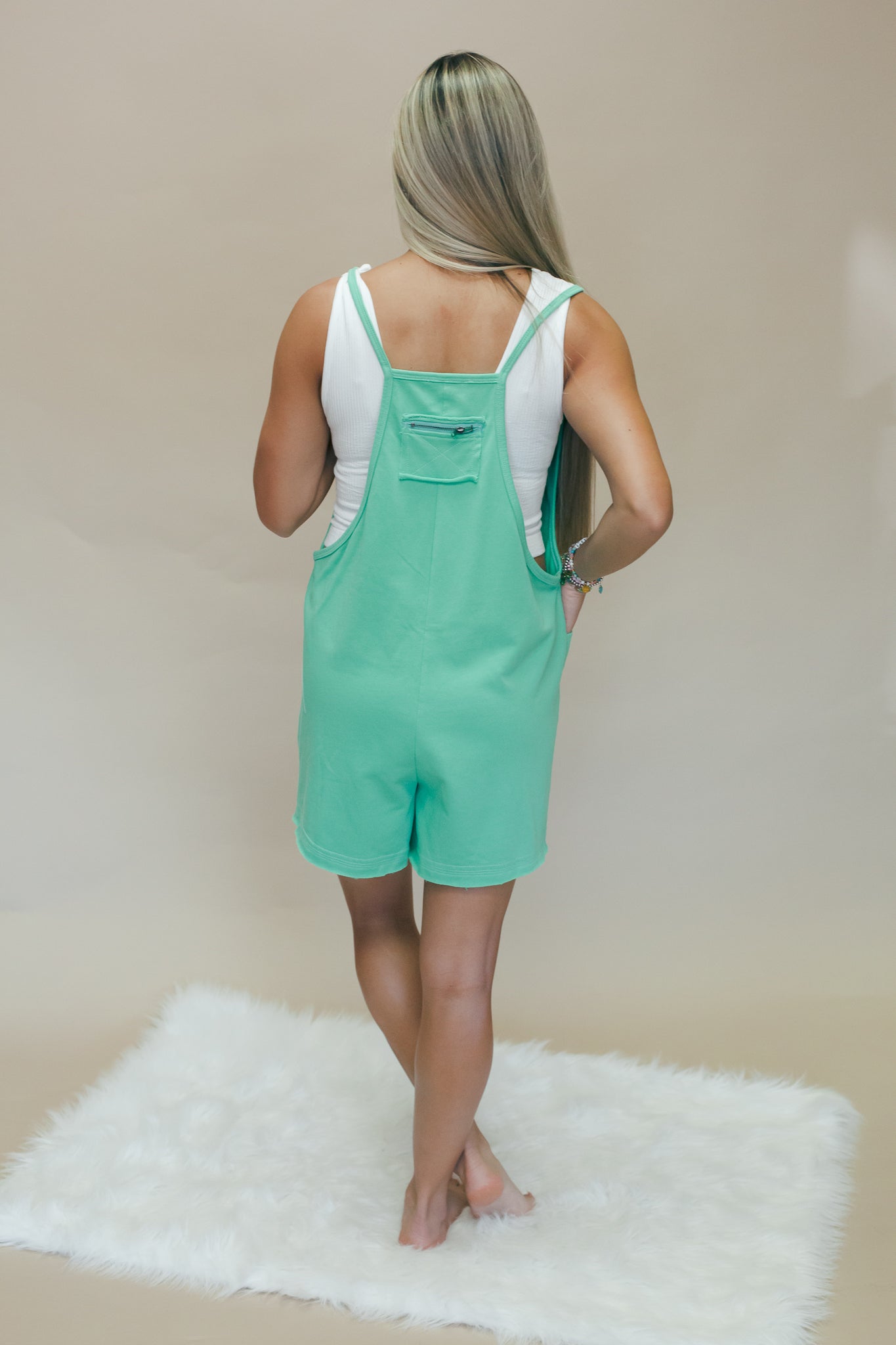 Green Cami Romper with Pockets