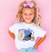 Football Game Day In Blue Kids T Shirt
