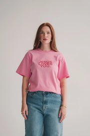 Jesus Loves You Pink Clay Tee