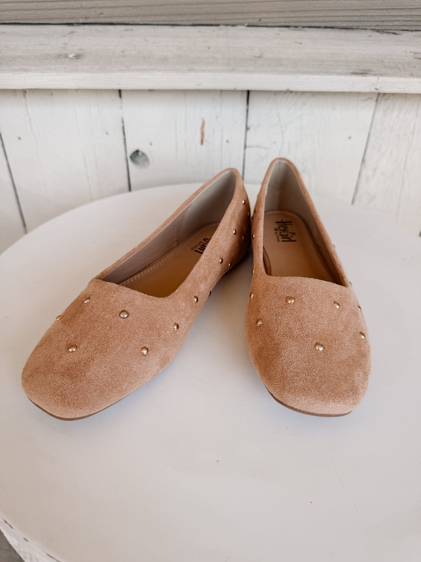 Dont Be Rude Camel Faux Suede Flat