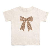 Mocha Floral Bow Patch Short Sleeve Tee - GST-418