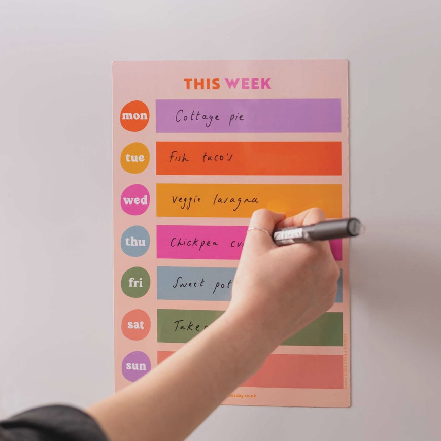 A4 Magnetic Color Block Weekly Planner - Fridge Magnet