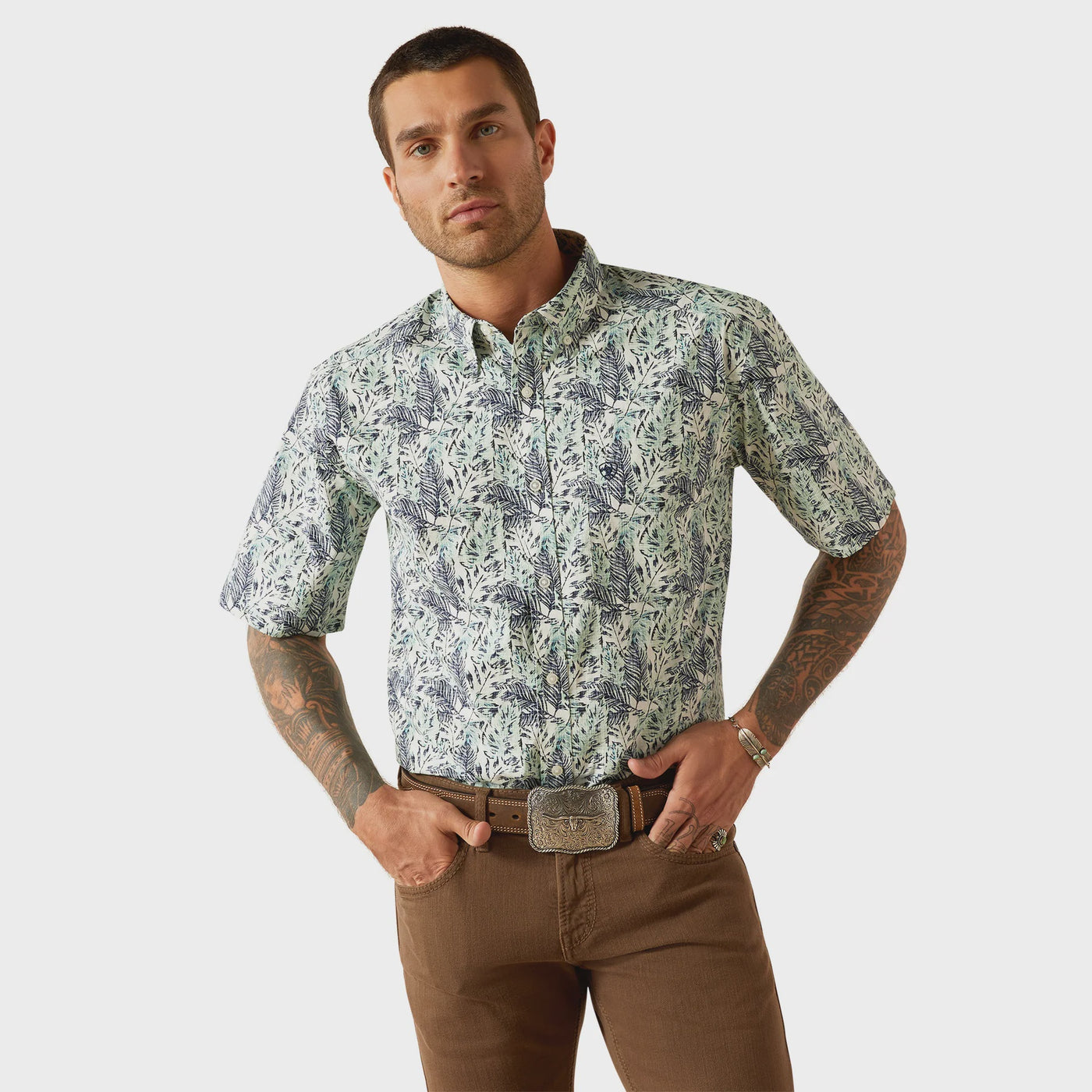 Ariat Men's Cyrus Short Sleeve Shirt Mint 10054820