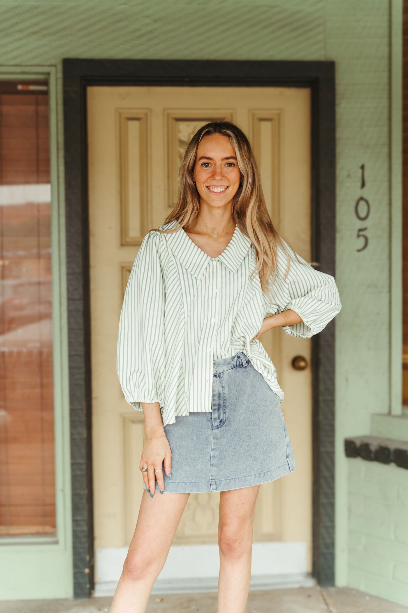 Lt Blue Denim Hi Waist Skort P26270