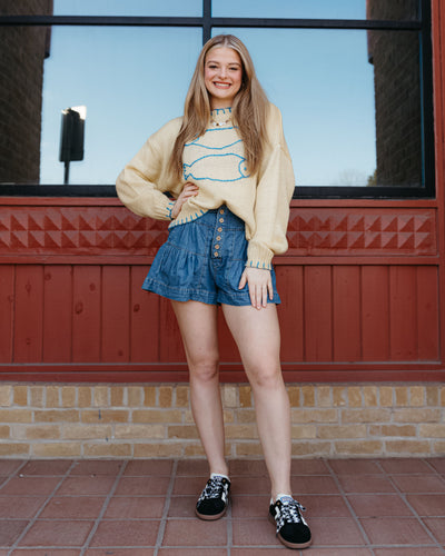 Butter Fish Sweater with Stitching Hem BRW2936-2