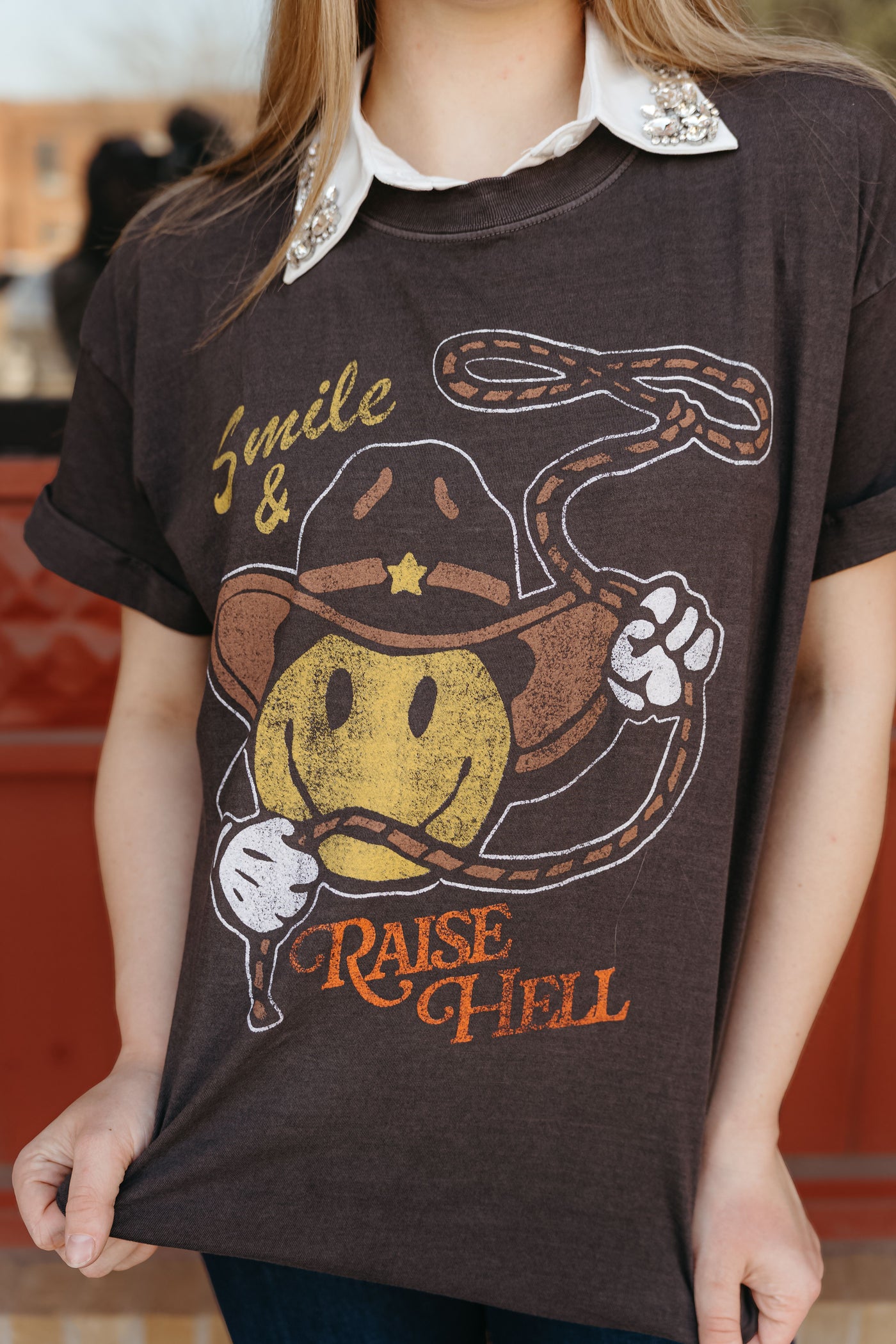 Girl Dangerous Smile & Raise Hell Black Tee