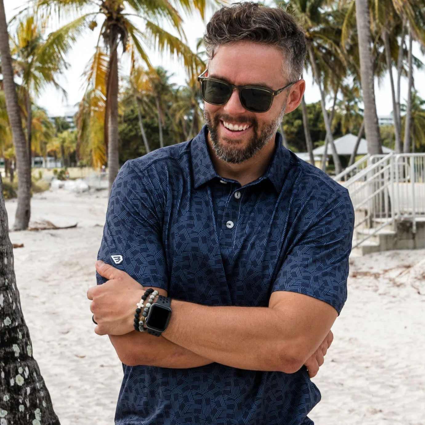 Burlebo Navy Stars & Stripes Performance Polo