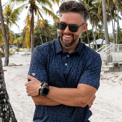 Burlebo Navy Stars & Stripes Performance Polo