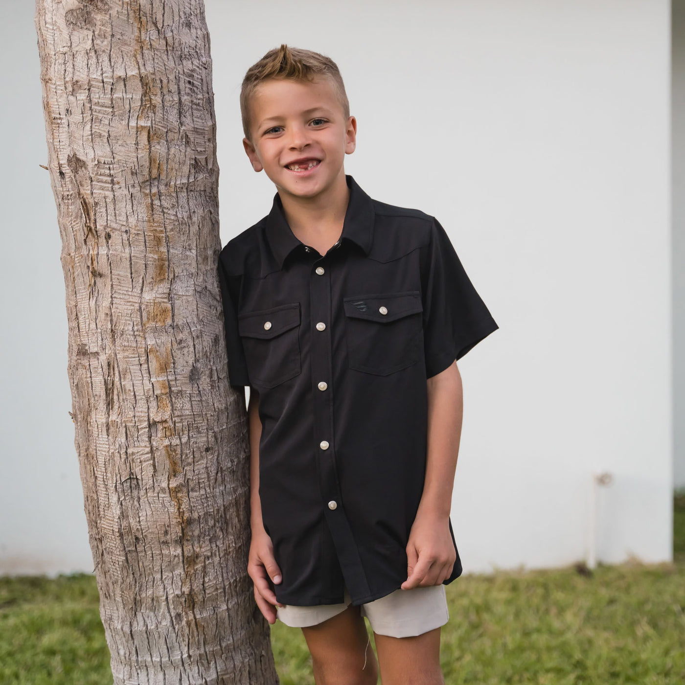 Burlebo Youth Black Performance Western Shirt