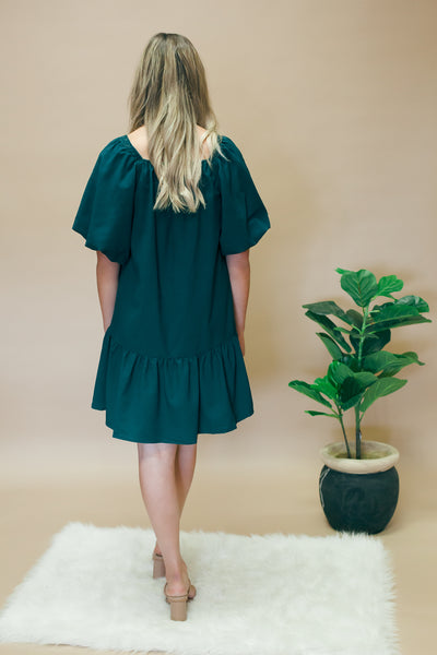 Green Texture SS Dress w/Pockets
