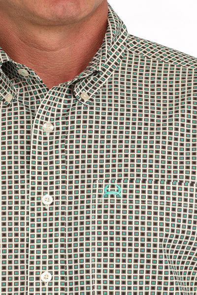 Cinch Men's Arenaflex Short Sleeve Geometric Print Shirt Cream MTW1704148