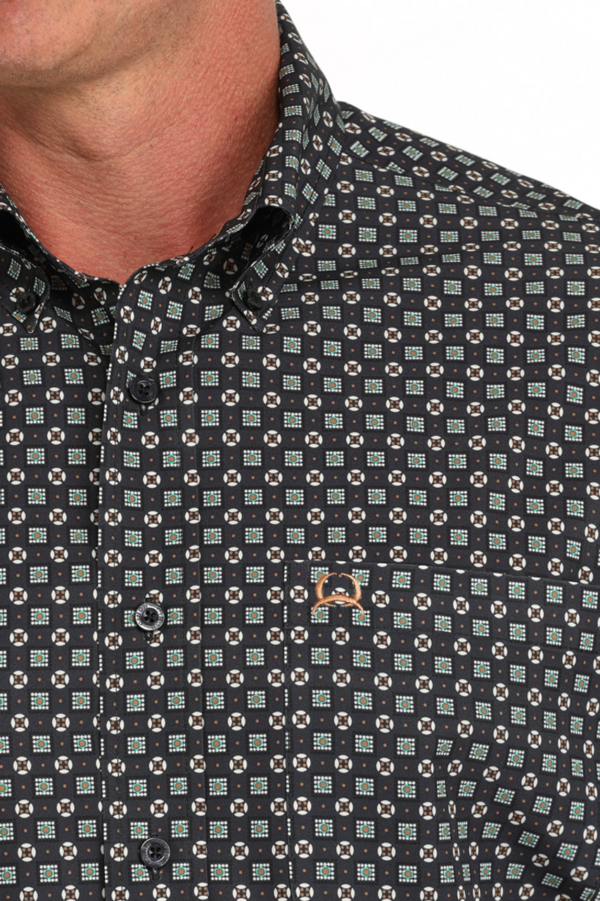 Cinch Men's Arenaflex Short Sleeve Print Shirt Navy MTW1704146