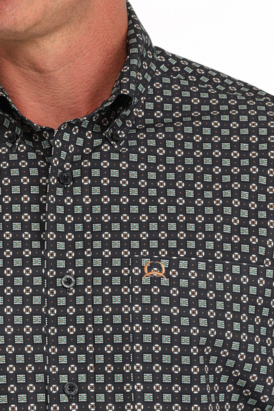 Cinch Men's Arenaflex Short Sleeve Print Shirt Navy MTW1704146