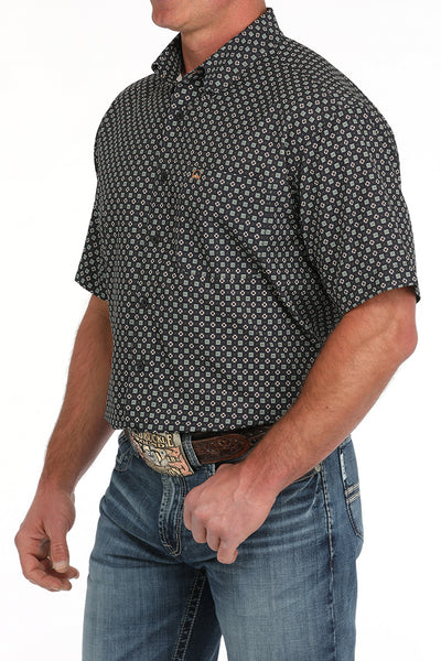 Cinch Men's Arenaflex Short Sleeve Print Shirt Navy MTW1704146