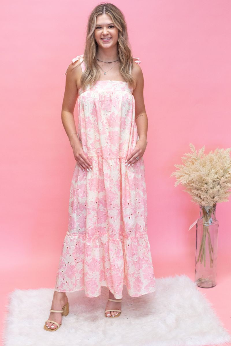 Creamy Rose Floral Maxi Dress