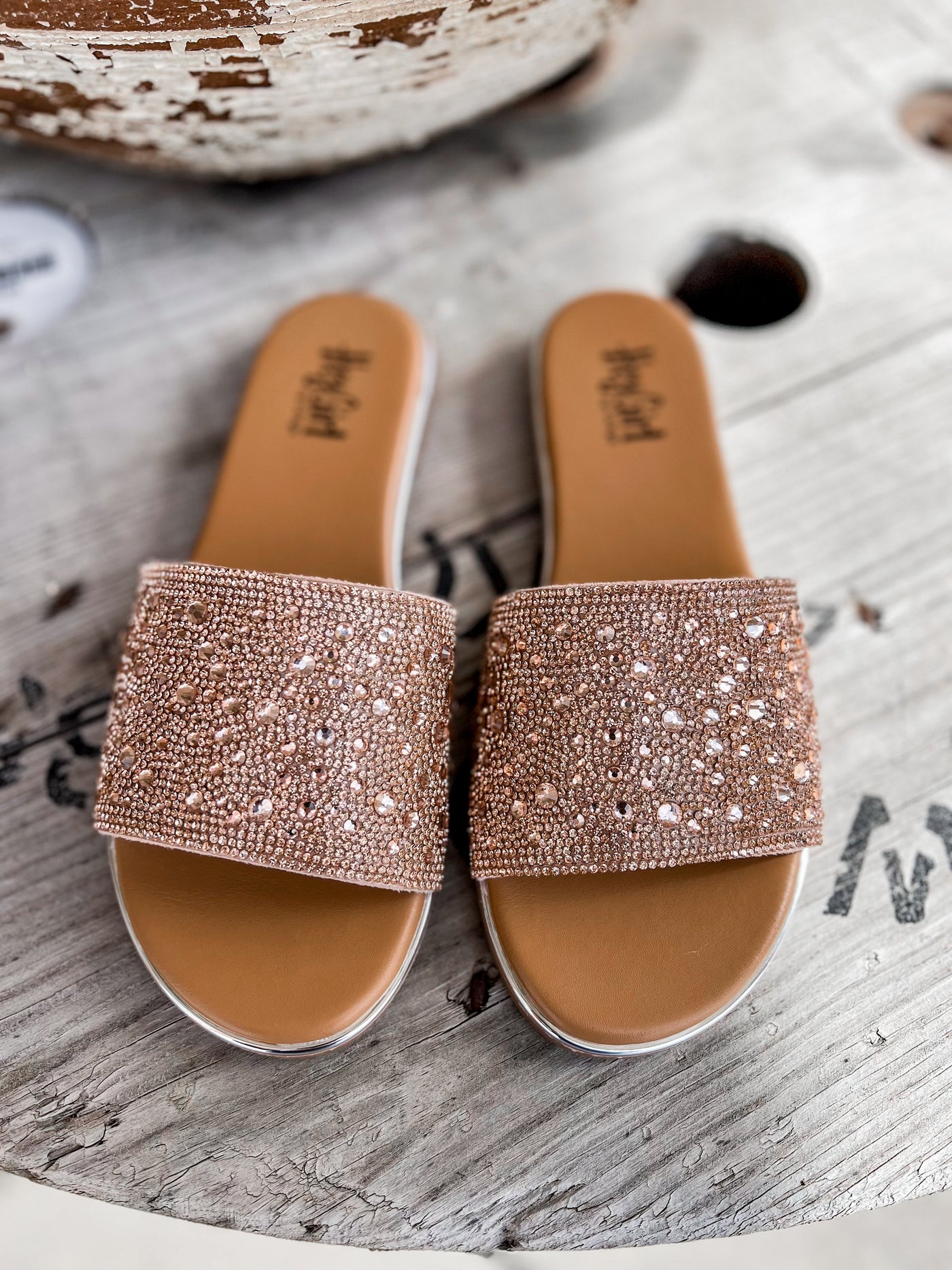 Corkys Pizzazz Champagne Rhinestones Sandal