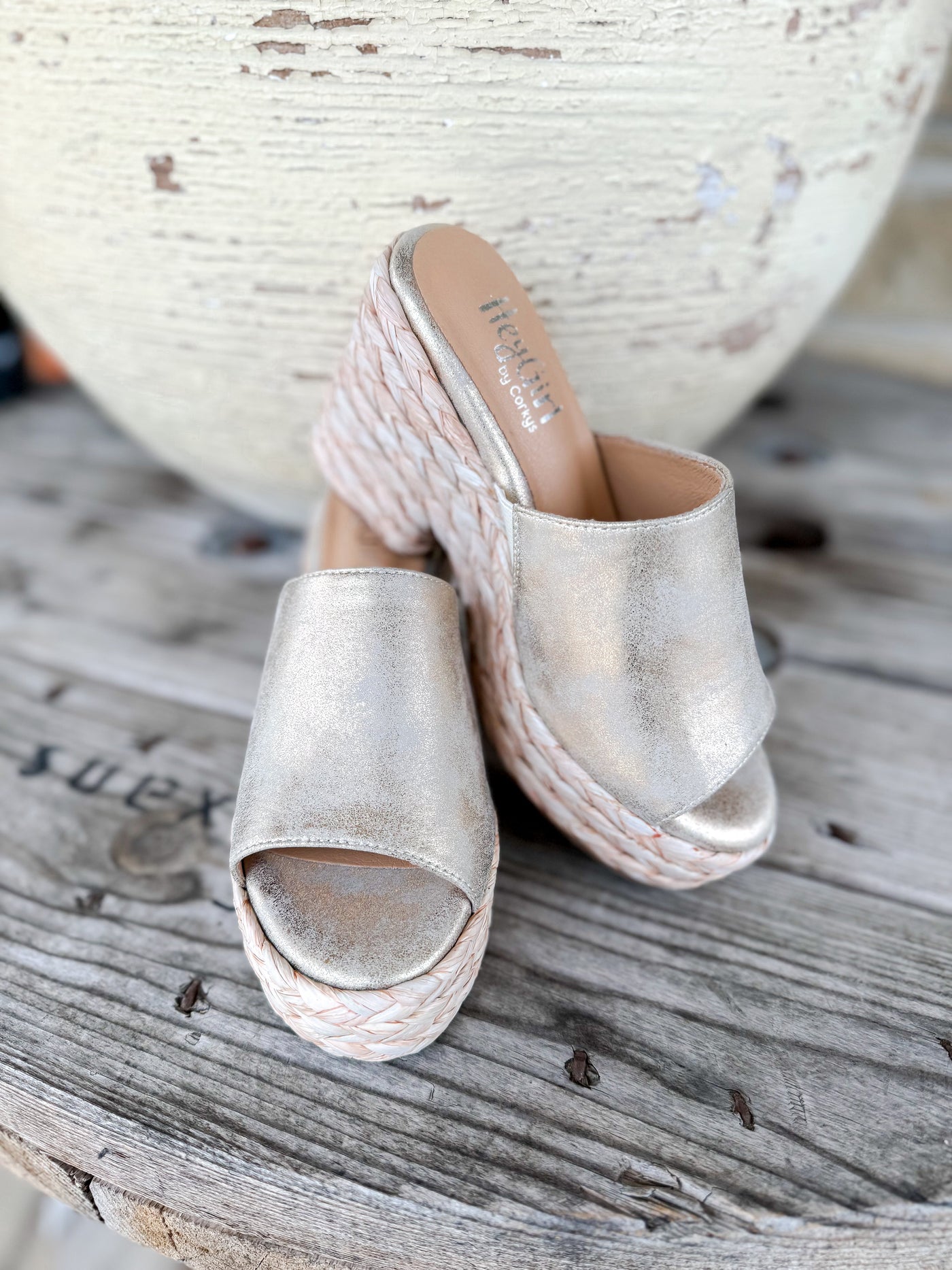 Corky's Solstice - Gold Metallic Wedge