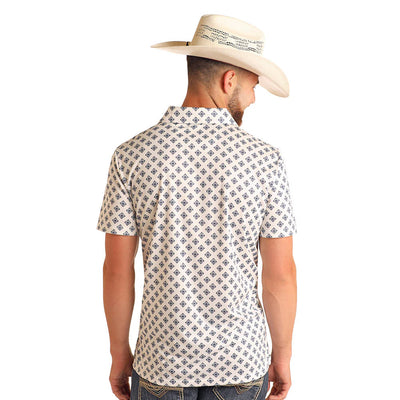 Men's Aztec Print Polo White BM51T05997