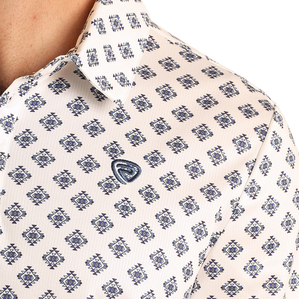 Men's Aztec Print Polo White BM51T05997