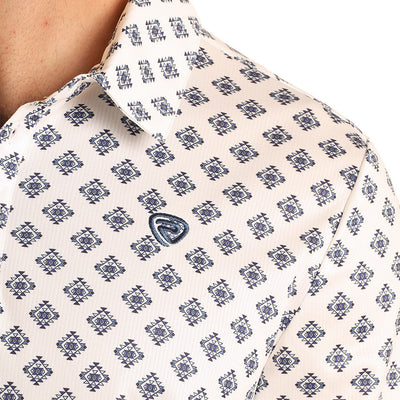 Men's Aztec Print Polo White BM51T05997