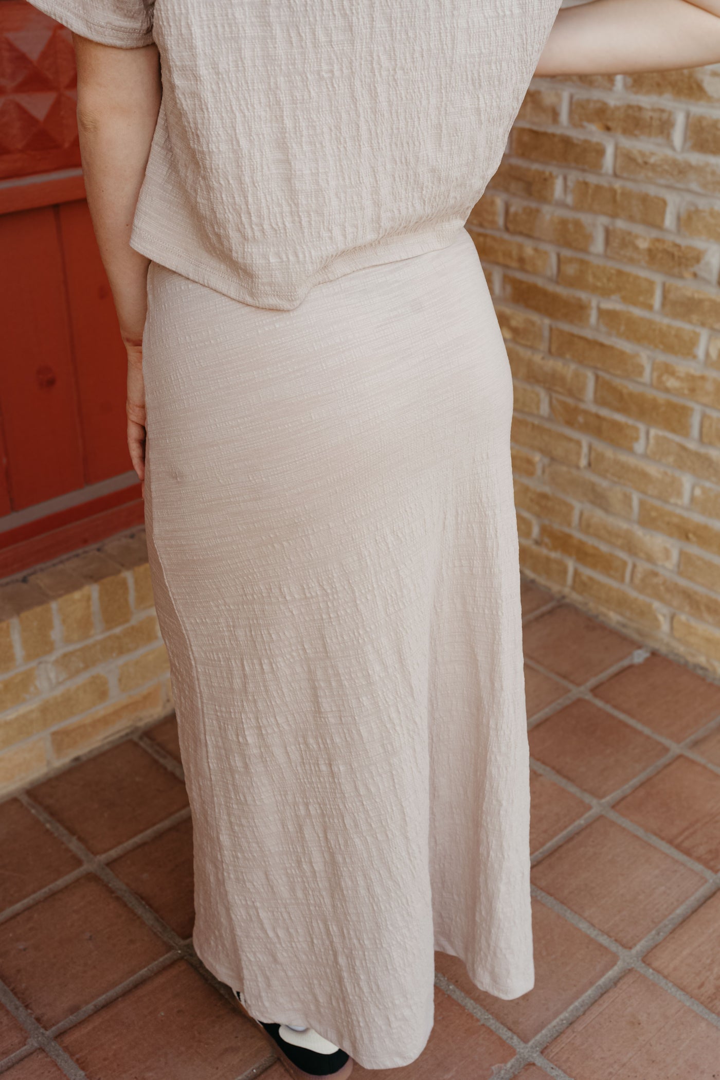 Delavine Textured Midi Skirt Parchment ZK251338