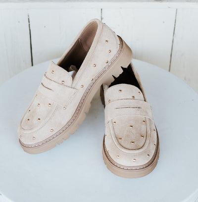 Stud Muffin Sand Faux Suede