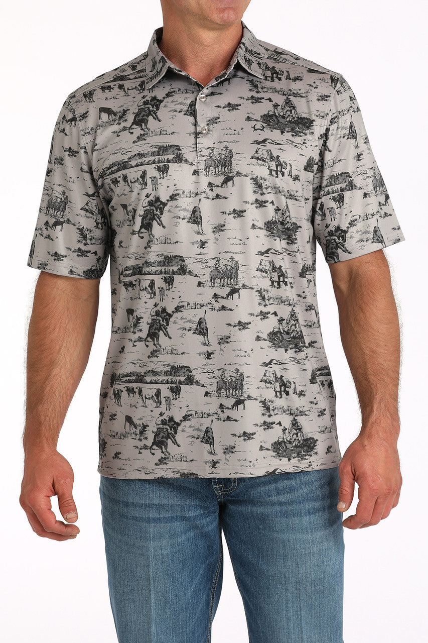 Cinch Men's Arenaflex Polo Gray MTK1863049
