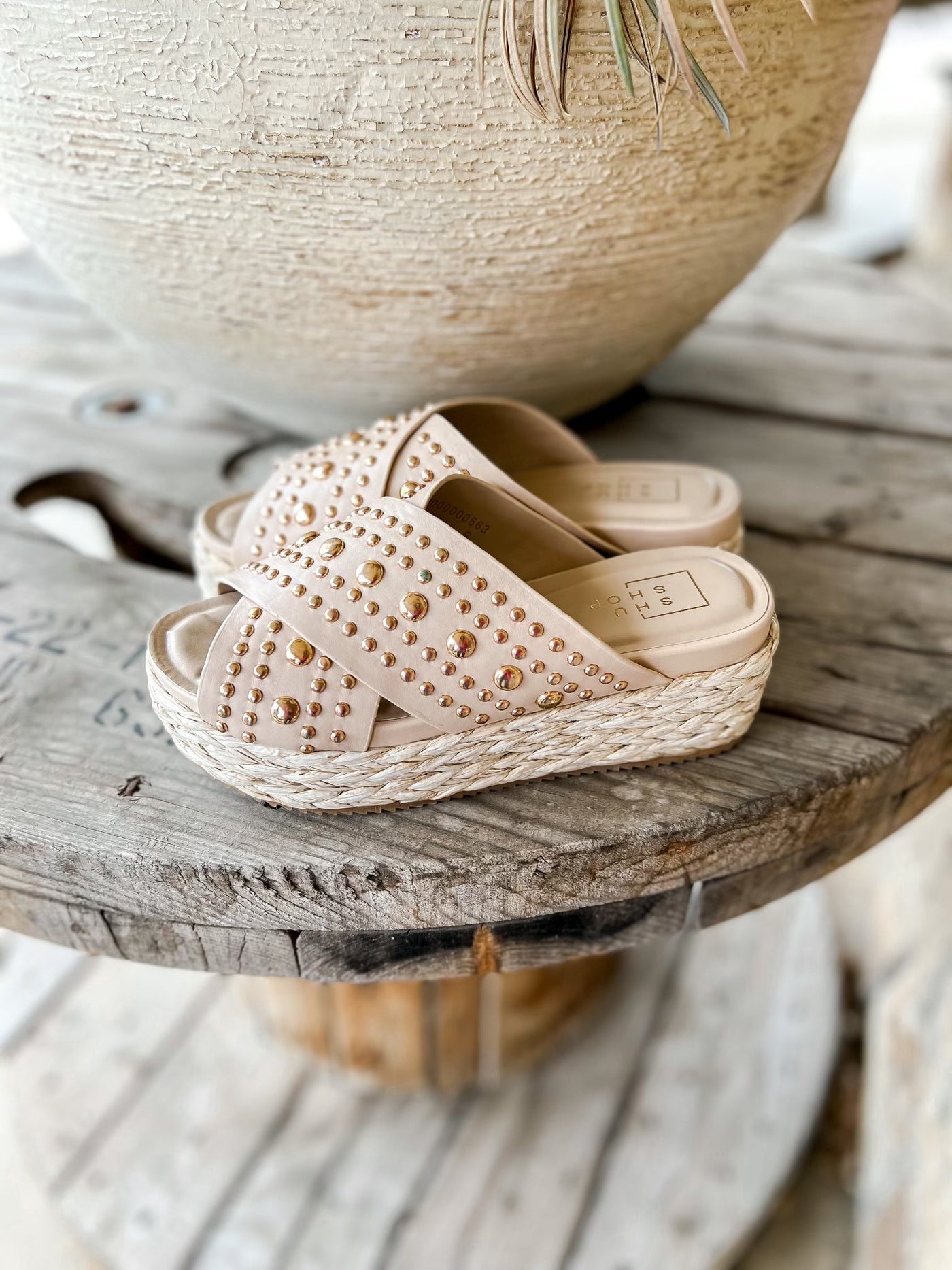 Kaia Beige Wedge Sandal