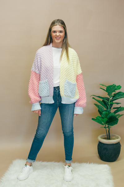Lavendar & Yellow Colorblock Sweater