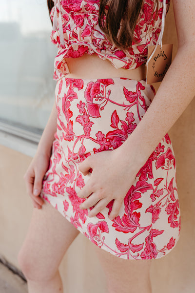 Cherry Blossom Floral Bias Cut Mini Skirt BRK1343-56
