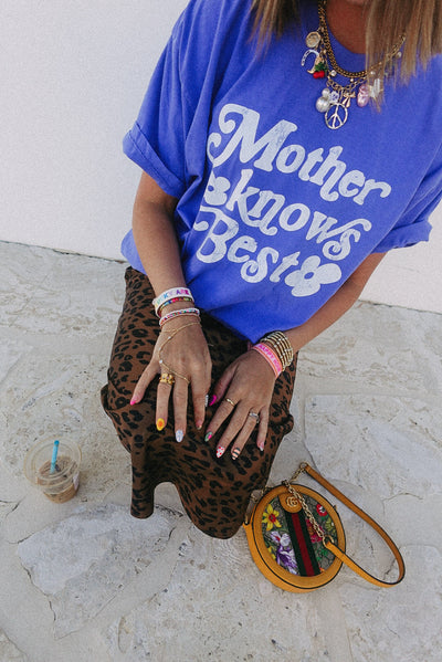 Mother Knows Best Graphic Tee Blue/White