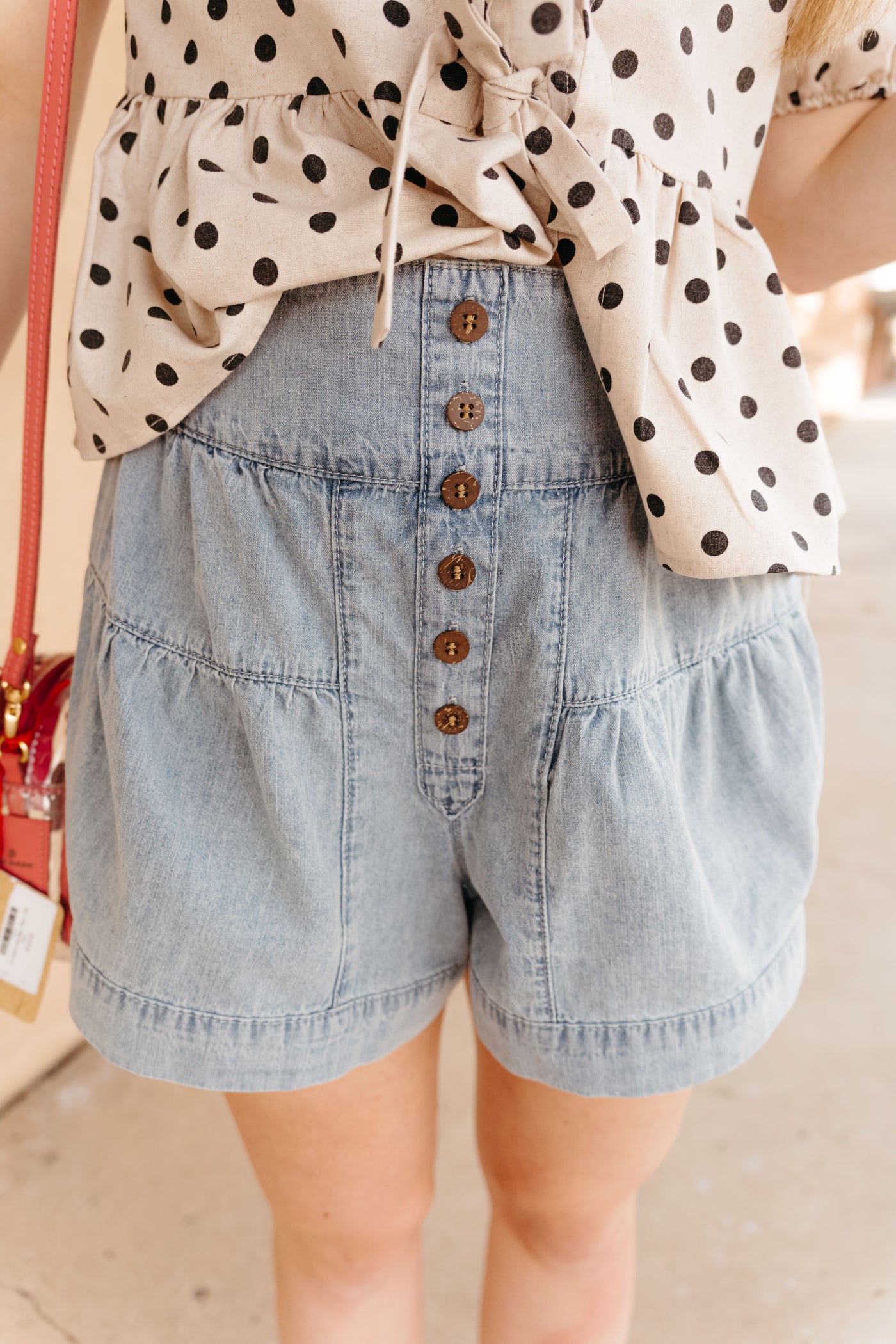 Denim Tiered Button Down Shorts P4206