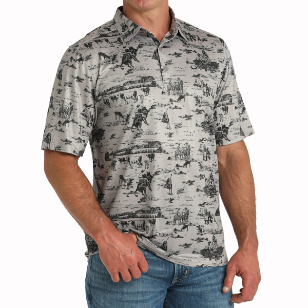 Cinch Men's Arenaflex Polo Gray MTK1863049