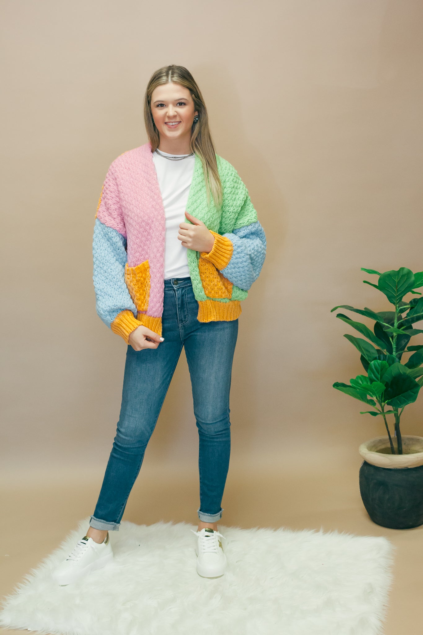 Pink & Lime Colorblock Sweater