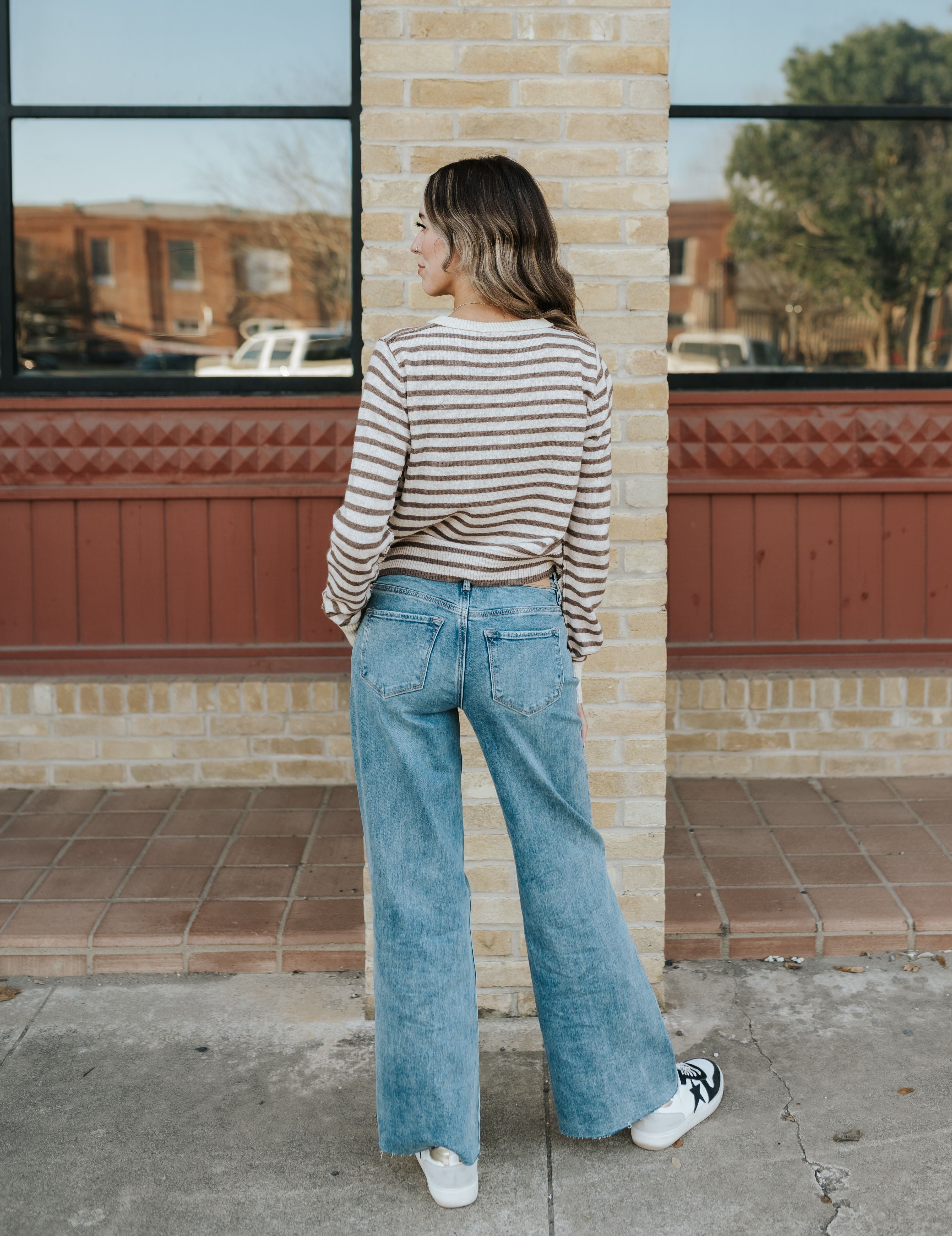 Brown Striped Knit Cardigan MT68440