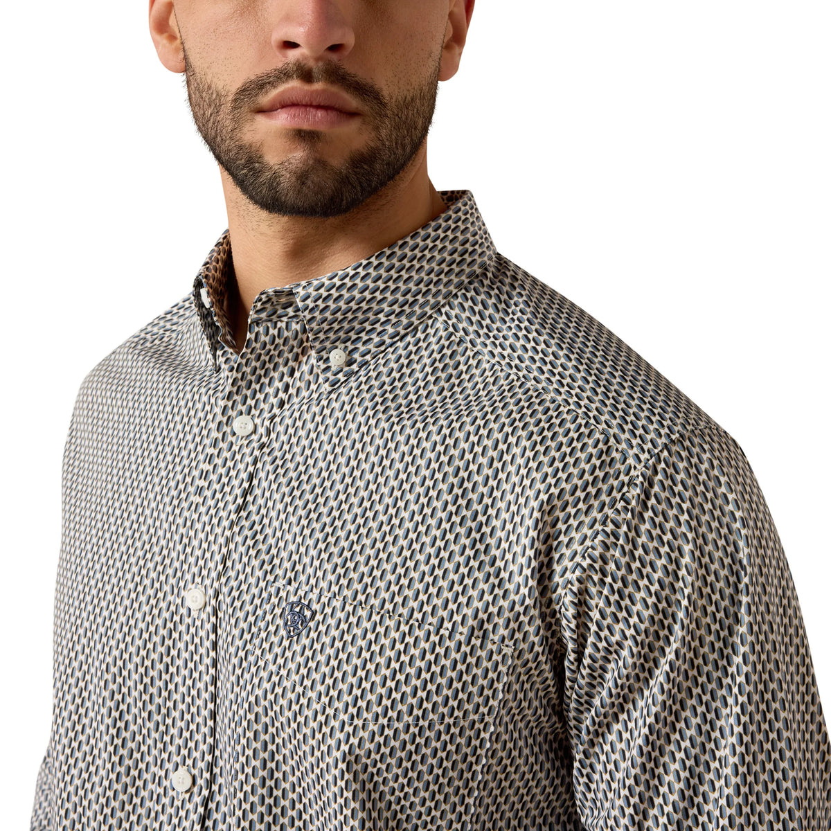 Ariat Men's Cliff Long Sleeve Shirt White Multi Geometric Print 10079413