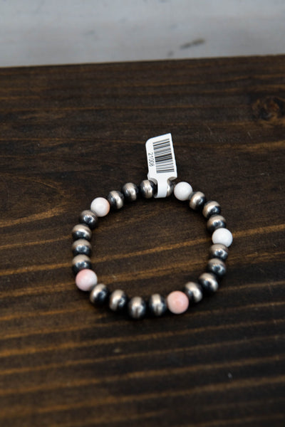 Navajo/Pink Conch Stretch Bracelet