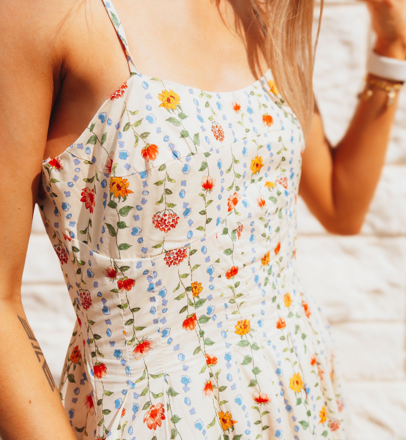 Butter Yellow Floral Sleeveless Midi Dress D-10517-H