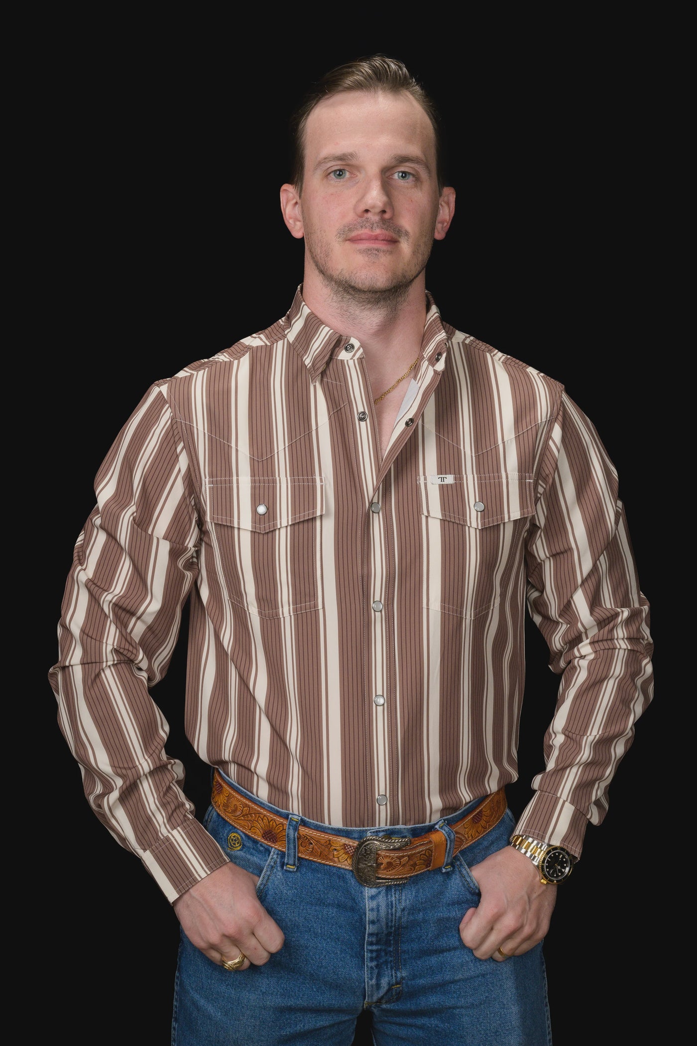 Ferrell - Atlas Brown Long Sleeve Snap Shirt