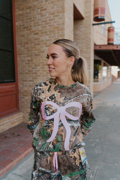Camo Bow Long Sleeve Top